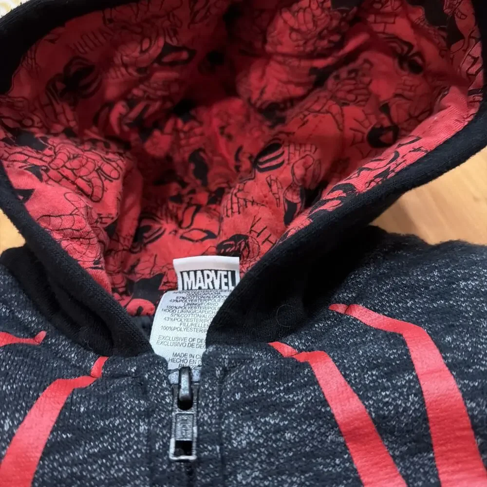 Marvel Ultimate Spiderman Zip Hoodie Jacket Quilt Lined Grays Boys 5/6